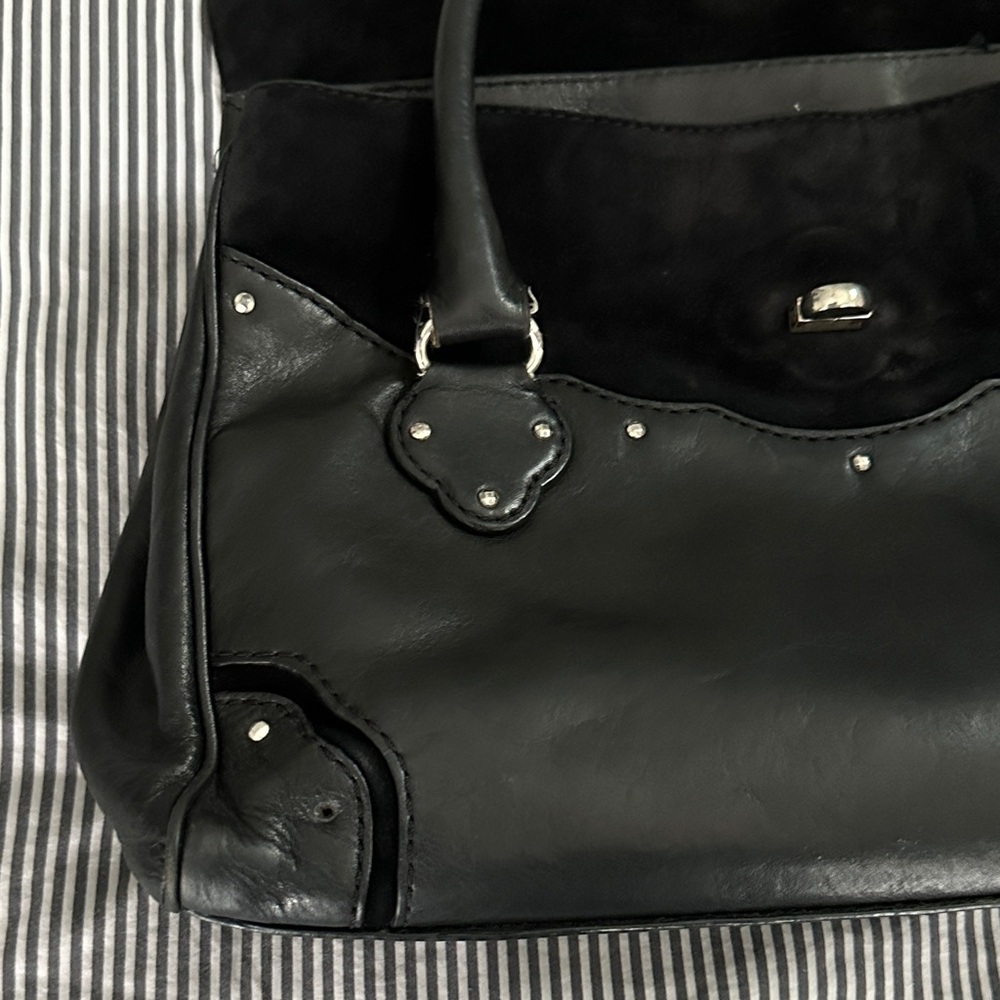 Michael Kors Black Leather Satchel with Silver Accents - Picture 15 of 16